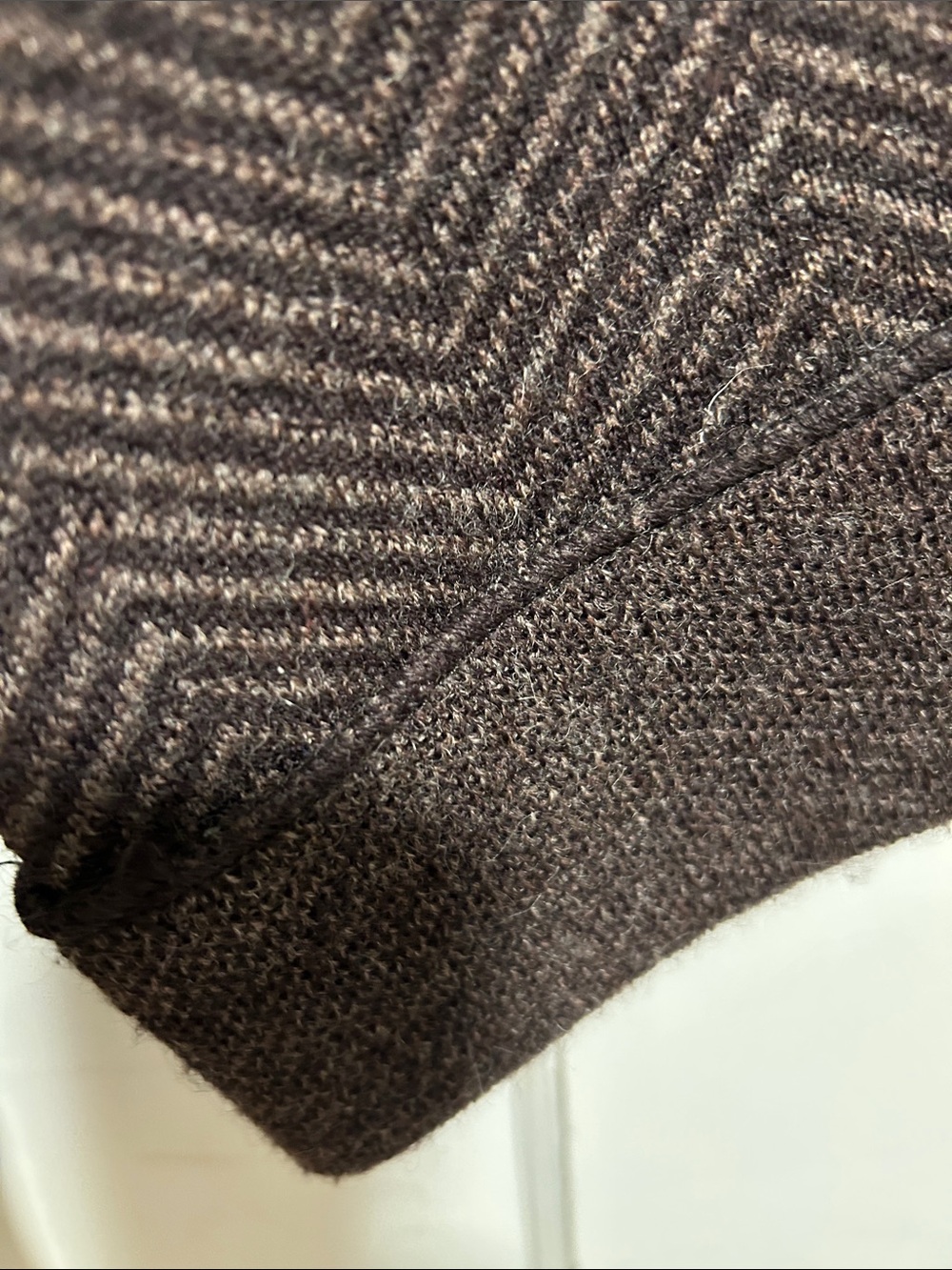 Susan Bristol Brown Chevron Knit Shawl-Collar Cardigan - Picture 6 of 6